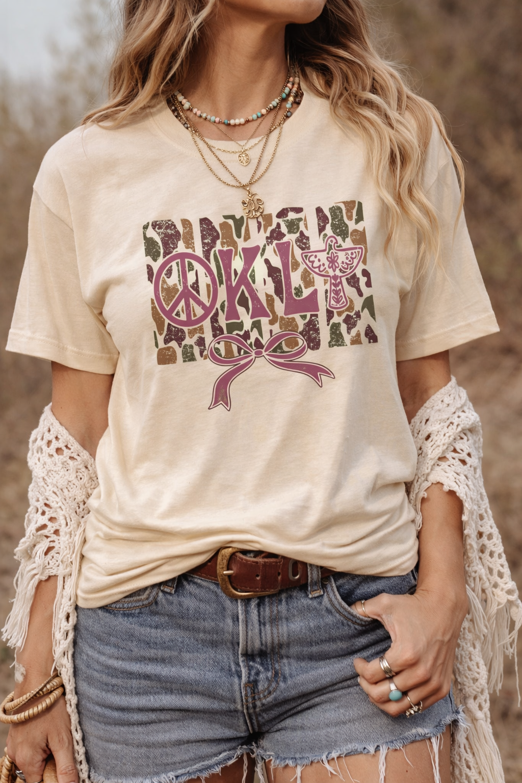 OKLA Meets Camo Boho Tee ✌🏼